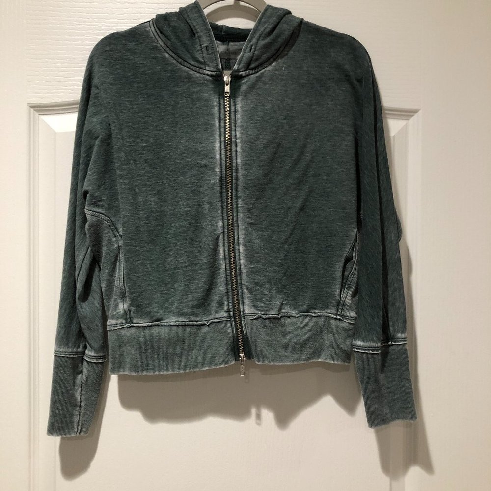 SunDays Two Green Stonewash  Distressed Womens Hoodie Size S
